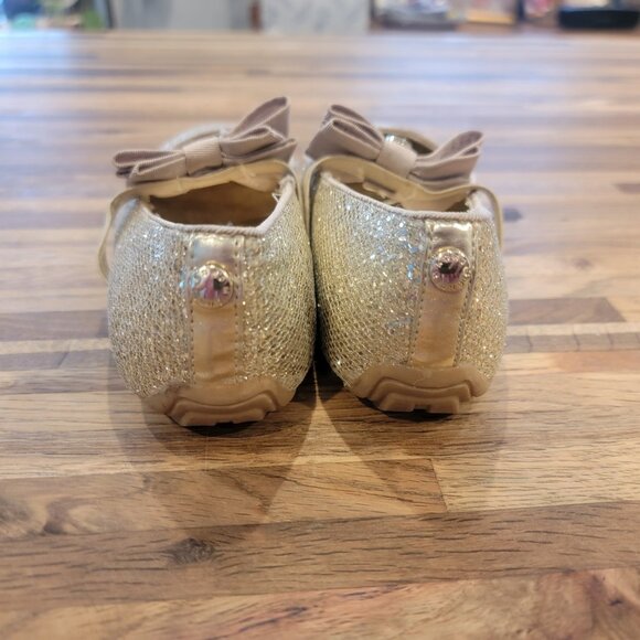 Michael Kors Glittery Rover Day Sandsilver Bow Slip On Ballet Flats - Picture 6 of 14